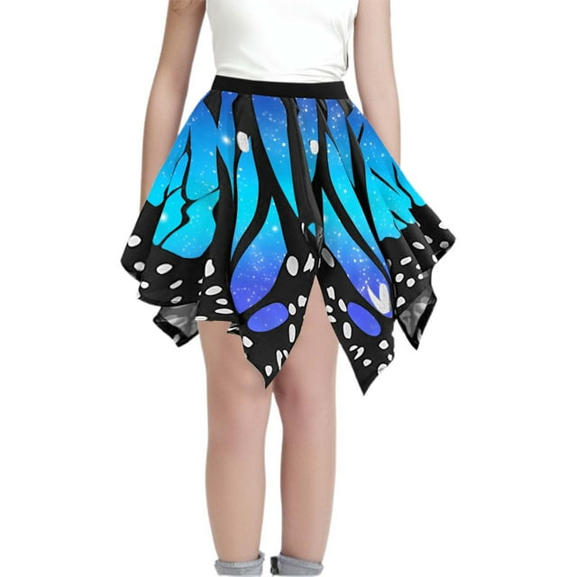 PMVFHDE Robe Imprimée pour Filles Jupe de Carnaval pour Enfants Festival Ambiance Festive Robe Courte pour Filles et Tenue de Fête, Bleu, 5-6