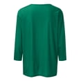 thumbnail image 5 of DENGDENG Womens Basic Tops Loose Fit 3/4 Length Sleeve Compression Shirts Woman Fall Crew Neck Solid Color Blouses Elbow T-Shirts Trendy Plus Size Clothes Dark Green S, 5 of 5