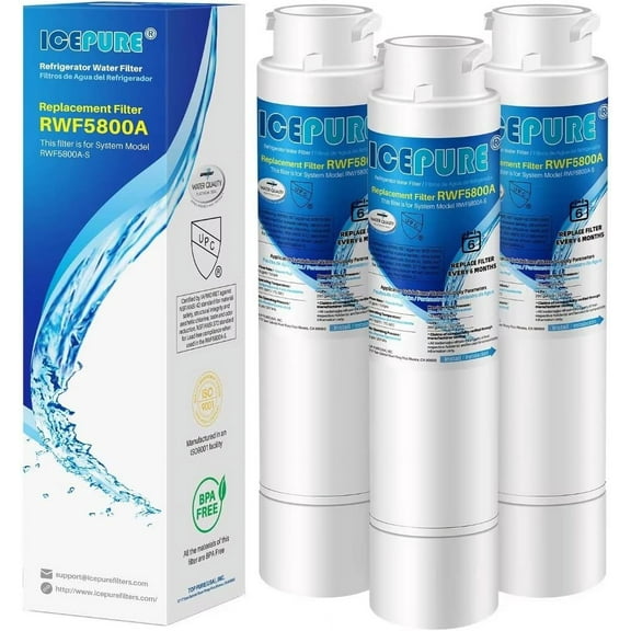 ICEPURE RWF5800A Refrigerator Water Filter Compatible with Frigidaire EPTWFU01, EWF02, Pure Source Ultra II, 3PACK