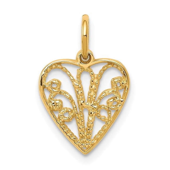 Quality Gold 10C211 10K Yellow Gold Polished 3-D Woven Heart Pendant