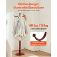 thumbnail image 4 of Tall Standing Coat Rack with 11 Hooks and Large Weighted Base | Durable Wood Construction, 4 of 10