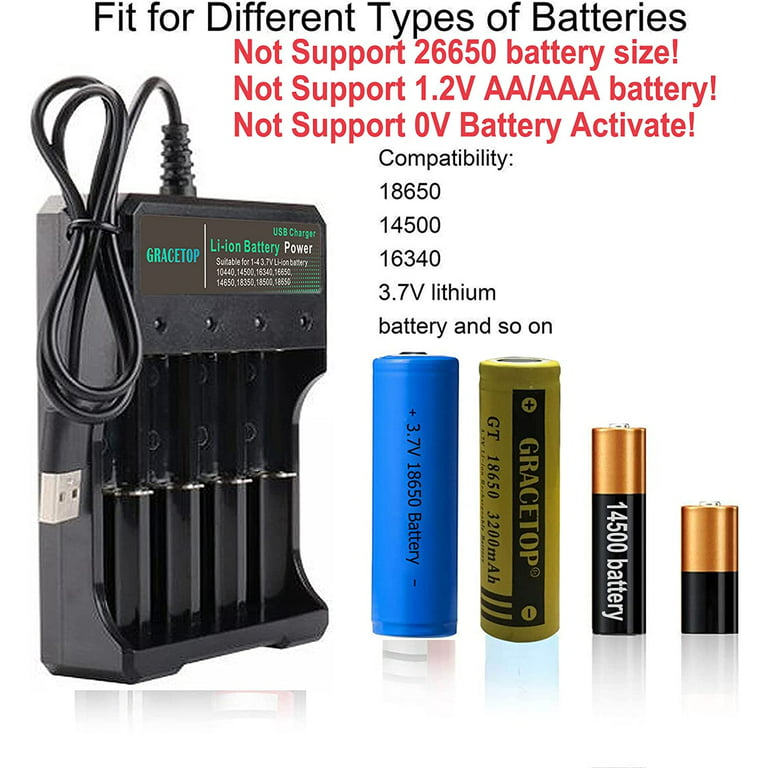  18650 Battery Charger 4-Bay 5V 2A for Rechargeable