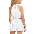 thumbnail image 4 of Amidoa Girls 2 Piece Outfits Summer Clothes Solid Color Cute Tank Top T-Shirt and Shorts Casual Kids Clothing Sets White Size 3T, 4 of 9