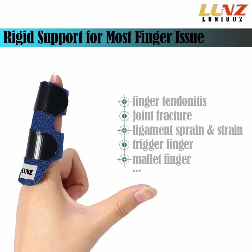 Finger Brace Splint with Rigid Support to Immobilize Finger Joint