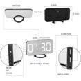 thumbnail image 4 of Reloj despertador digital, reloj electrónico LED con superficie de espejo, con cargador USB, modelo de repetición, brillo automático/personalizado, para mesa de oficina, dormitorio, mesita de noche, 4 of 7