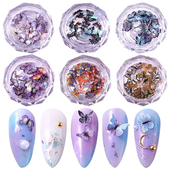 6 Boxes Nail Charm Creative DIY 3D Butterfly Nail Art Charm Nail Art Decoration