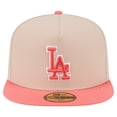 thumbnail image 2 of Men's New Era Light Beige/Coral Los Angeles Dodgers Two-Tone Color Pack A-Frame 59FIFTY Fitted Hat, 2 of 5