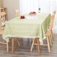 thumbnail image 2 of Deconovo Decorations Tablecloths Oblong Poly-Cotton Blend Tassel Waterproof Fade Resistant Table Cover for Outdoor Picnic, 54x54 Inch, Green, 2 of 7