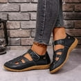 thumbnail image 3 of Rokment Fisherman Gladiiator Orthopedic Walking Sandals for Women 2026 Spring Summer Vintage Casual Hollow out Leather Closed Toe Arch Support Non Slip Work Nursing Shoes Black Size 6, 3 of 6