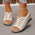 thumbnail image 2 of Rokment Womens Orthopedic Wedges Gladiator Sandals Vintage Comfortable Hollow out Leather Platform Arch Support Walking Dress Sandals for Beach Summer White Size 6.5, 2 of 5