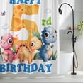 thumbnail image 2 of Happy 5rd Birthday Shower Curtain Set, Waterproof Shower Curtains for Bathroom, Cartoon Cute Pink Yellow Blue Dinosaurs Floral Washable Fabric Bath Curtain for Bathtub with Hooks 72x78 Inches, 2 of 9