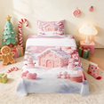 thumbnail image 2 of Manfei Gingerbread Twin Sheets Christmas Bedding, Turquoise White 3-Piece (1 Flat Sheet, 1 Fitted Sheet and 1 Pillowcase), 2 of 6