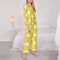 thumbnail image 3 of Balery Yellow And White Polka Dot Conjunto de Pijama con Estampado para Mujer, Conjunto de Dos Piezas con Manga Larga, Ropa de Dormir Suave con Bolsillos, Pijamas Cómodos-X-Large, 3 of 7