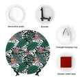 thumbnail image 4 of Bingfone Tropical Leaves Print Bone China Dinner Decorative Plates,Handmade Ceramic Dinner Plate with Stand for Home Club-7in, 4 of 6