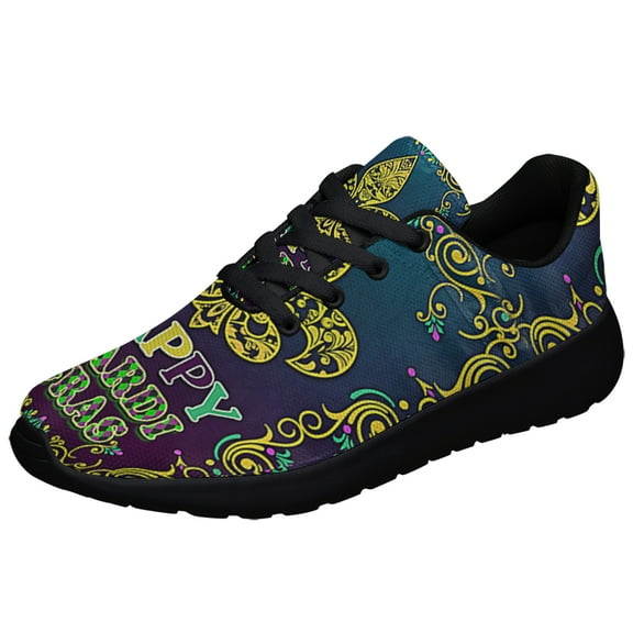 Happy Mardi Gras Shoes Sneakers for Women Men Black Size 3.5