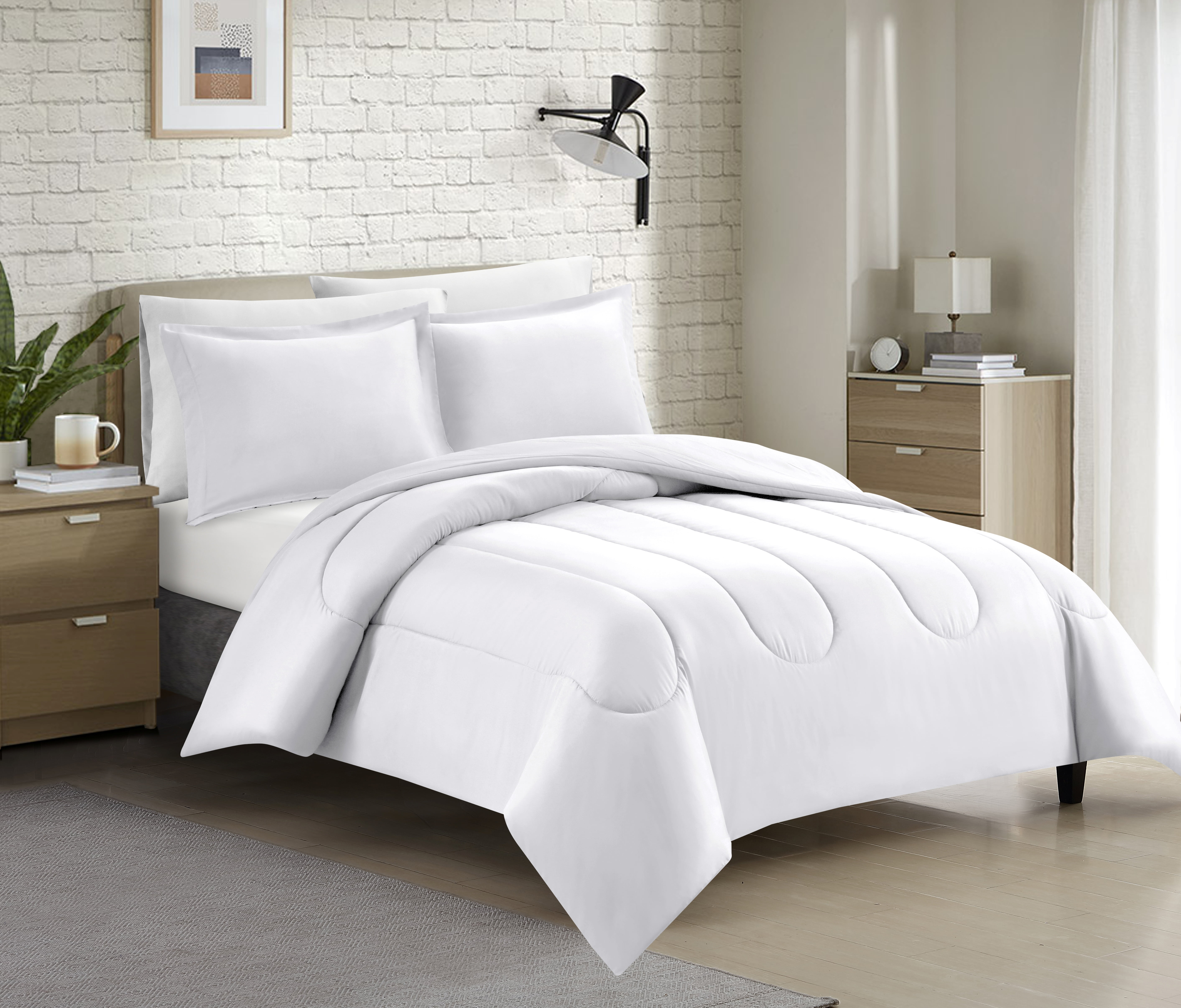 Swift Home Luxury 6 Piece Bed in a Bag, Comforter Set, All Season Complete Bedding Set, Twin/ Twin XL, White