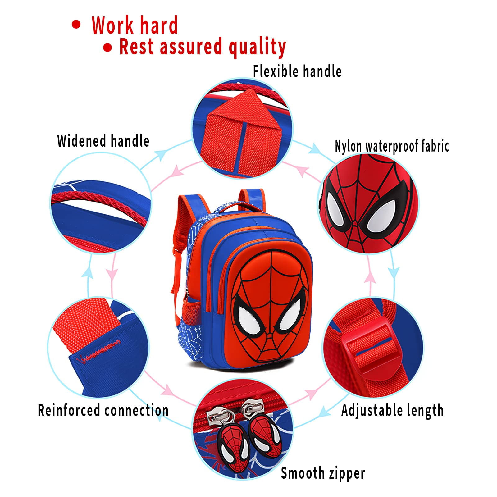 Cartoon Anime Backpack 3D Waterproof Travel Backpacks Daypack for Hiking Camping Large Capacity Backpack,Red Blue - Large