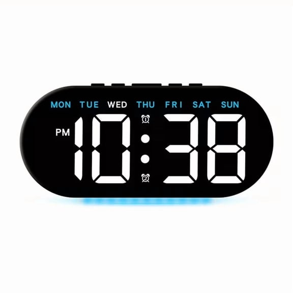 LED Digital Alarm Clock with Day Temperature Ambient Light for Bedroom Office
