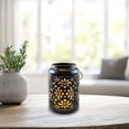 thumbnail image 2 of LumaBase Flame Effect Battery Operated Black Metal Lantern with Hanging Handle, 2 of 6