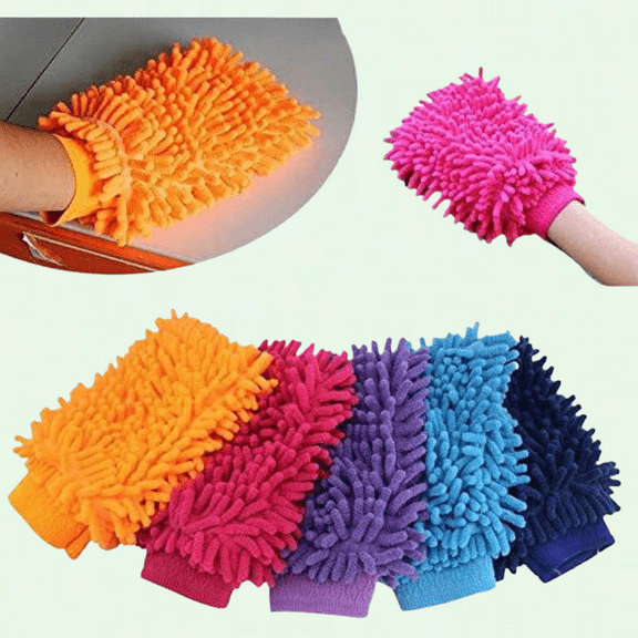 Car Cleaning Kit, Chenille Microfiber Car Wash Mitt, Sponge, Brush, 2 Pack