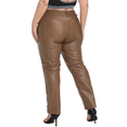 thumbnail image 3 of HDE Women's Plus Size High Waisted Faux Leather Pants with Pockets Brown 4X, 3 of 5