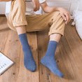 thumbnail image 3 of Flmtop 1 Pair Men Solid Color Breathable Cotton Ribbed Elastic Middle Tube Crew Socks, 3 of 7