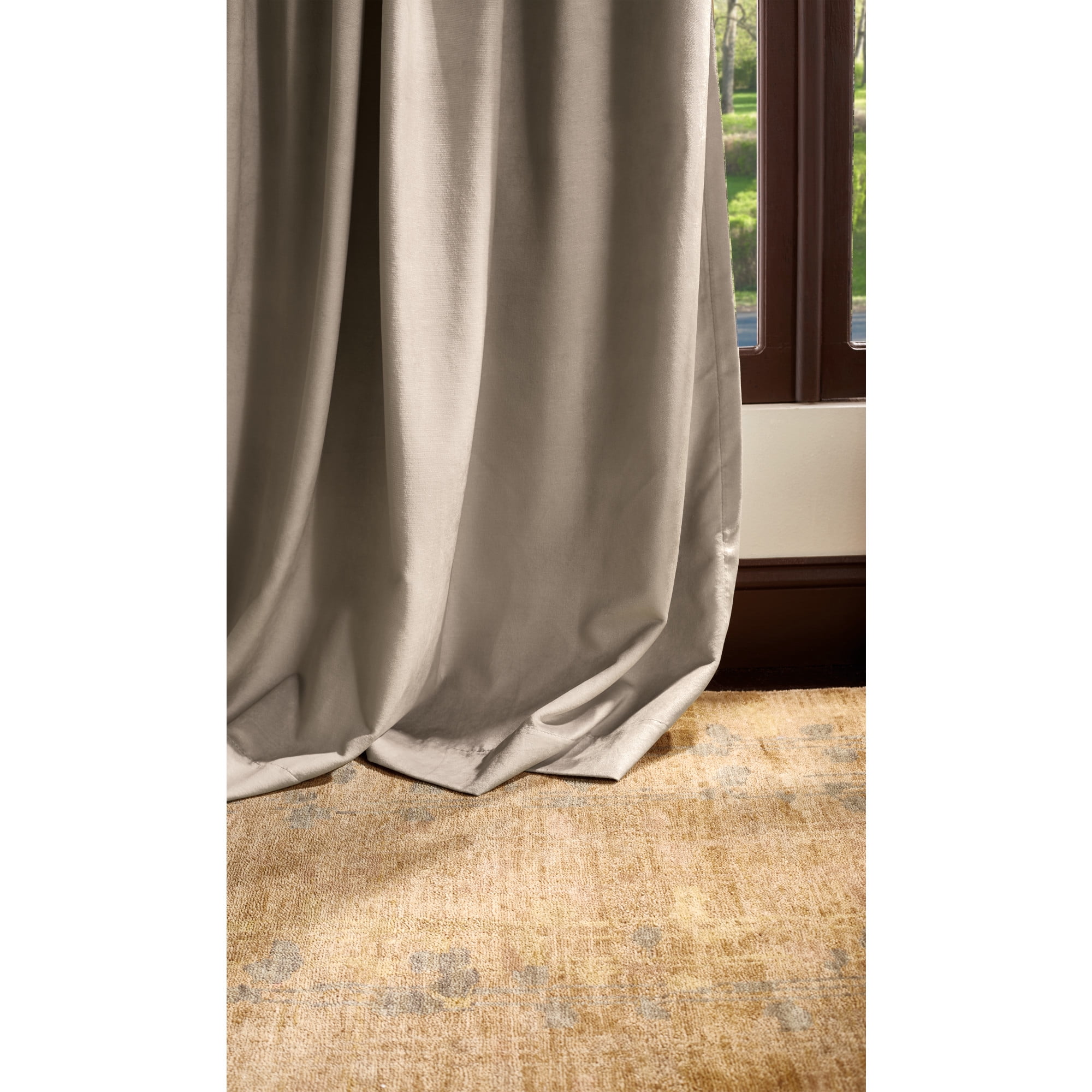 Martha Stewart Lucca Velvet Curtain Panel Pair, Linen, Back Tab, Blackout,  Lined, Indoor, Adult, 2 Piece Set, 50" x 95"