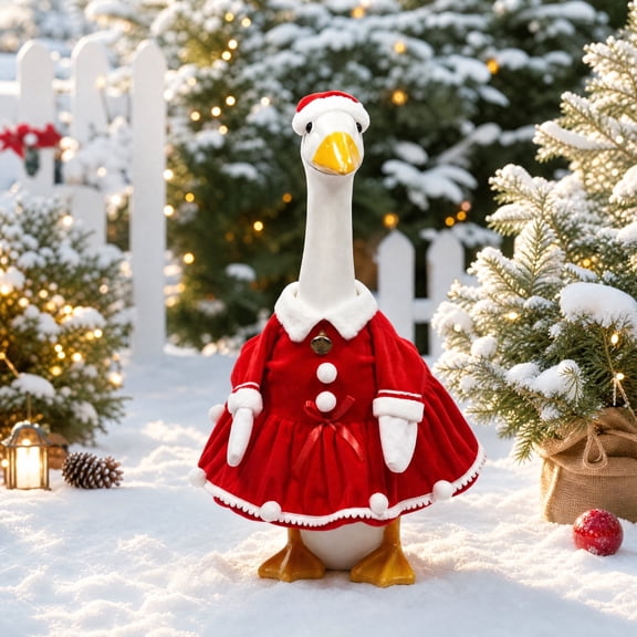SUORE Christmas Porch Goose Outfits, Cute Winter Porch Goose Clothes, Seasons Costumes for 23" Plastic Goose Statue Patio Yard Garden Lawn Outdoor Decors, Christmas Outdoor Decor
