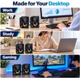 thumbnail image 4 of Computer Speakers for Desktop or Laptop, TSV 2.0 Stereo RGB PC Gaming Speakers with Stereo Surround Bass, 7 Colors LED Lights, USB-Powered 3.5mm Wired Speakers for PC Smartphone Tablet Projector TV, 4 of 9