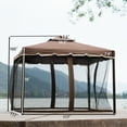 thumbnail image 5 of SYNGAR 10 x 9 ft Patio Gazebo, Outdoor Tent with Double Vented Roof and Mosquito Netting, Backyard Relaxing Gazebo Canopy for Shade and Rain, Perfect for Poolside, Deck, Garden, Brown, D5538, 5 of 10