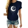 thumbnail image 1 of MAWCLOS Women T-Shirt Moon And Sun Printed Tee Summer Tops Boho Work Short Sleeve Shirt Hidden Green XL, 1 of 2