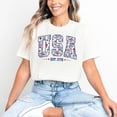 thumbnail image 3 of USA Est 1776 Floral Shirt - 4th of July Patriotic Tee for Women - American Flag Memorial Day Top, 3 of 6