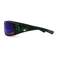 thumbnail image 4 of Choppers Mens Spider Web Print Rectangular Warp Biker Motorcycle Sunglasses Green Teal Mirror, 4 of 4