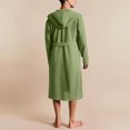 thumbnail image 6 of Puntoco Men’s V-Neck Hooded Waffle Bathrobe, Lightweight Mid Length Wrap Sleep Robe with Tie Belt & Side Pockets Army Green XL, 6 of 7