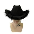 thumbnail image 5 of Celivon Hat With Feather Feather Brim Unisex Size Cowboy Hat With Feathers Party Play Dress Up Outfits Women, 5 of 6