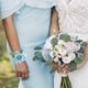 thumbnail image 4 of Juego de 8 Piezas de Ramillete y Boutonniere Azul Polvoriento, Pulseras de Ramillete de Muñeca con Flores Artificiales para Baile de Graduación, 4 of 5