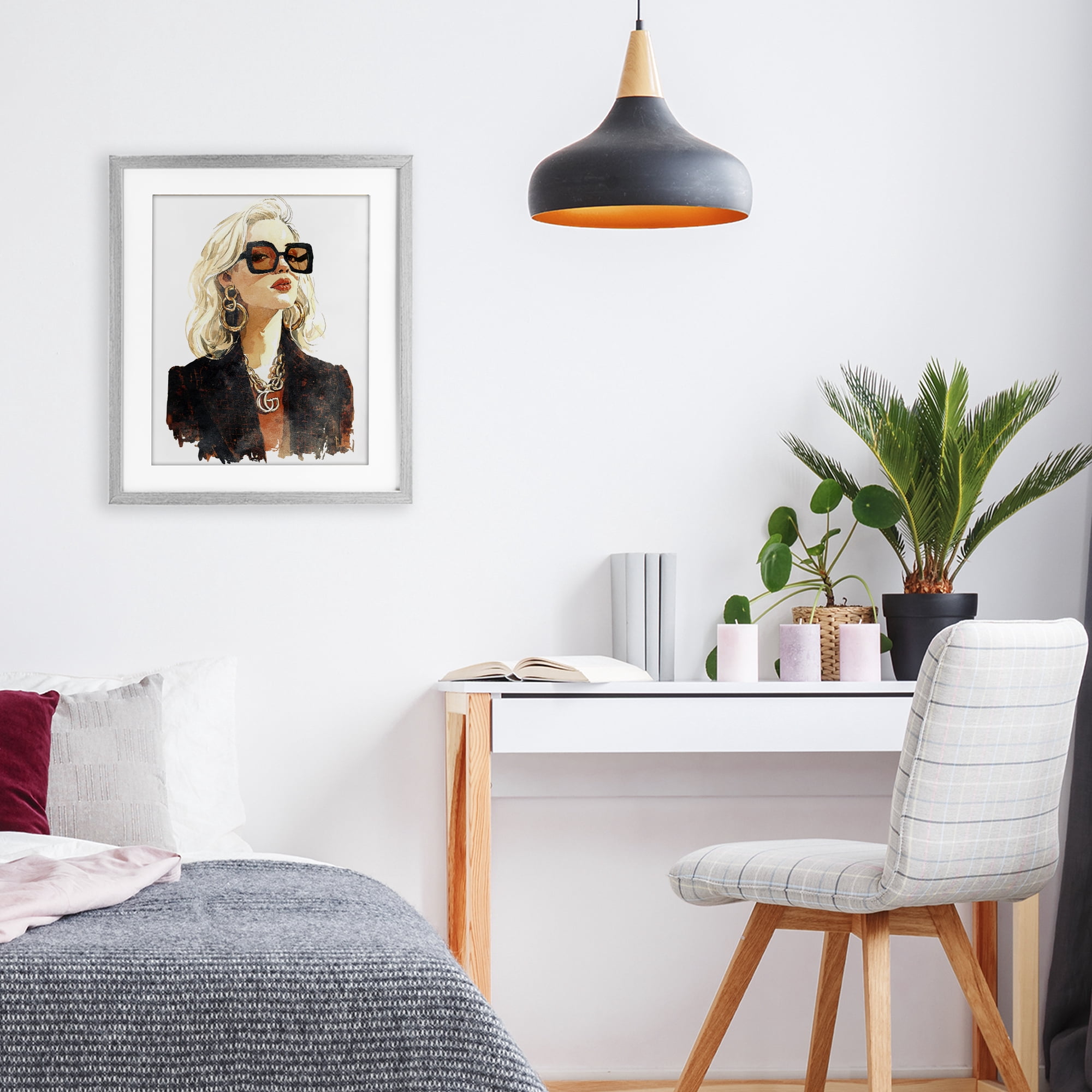 Stupell Industries Luxurious Gilded Gaze Gray Framed Print Under Glass, design by Svetlana Aleynikova