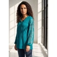 thumbnail image 2 of Roaman's Women's Plus Size Notch Neck Embroidered Peasant Tunic, 2 of 4