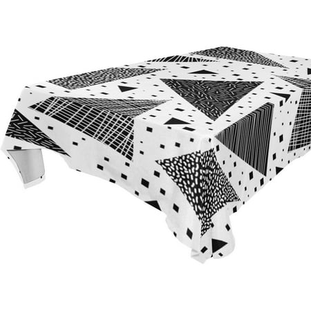 

POPCreation Black And White Geometric Patterns Tablecloth 52x70 inches