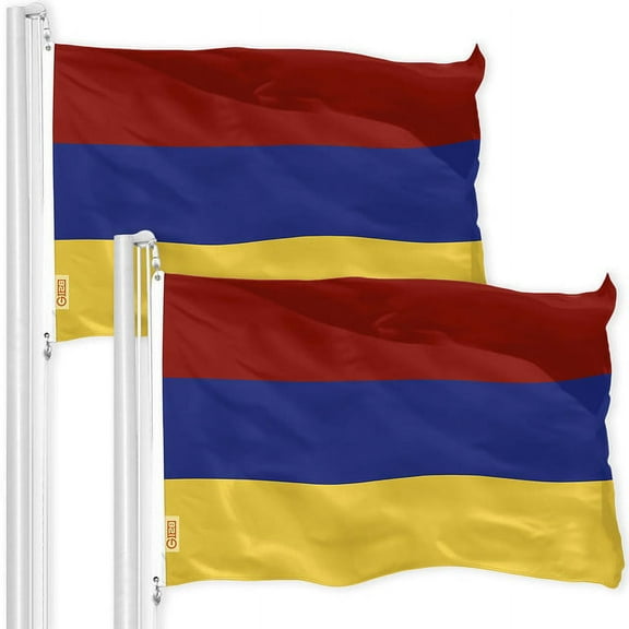G128 2-Pack: Armenia Armenian Flag 3x5 FT Printed 150D Polyester