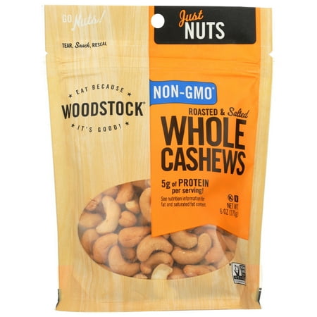 Woodstock Cashews, Whole, Roasted & Salted, 7 Oz.