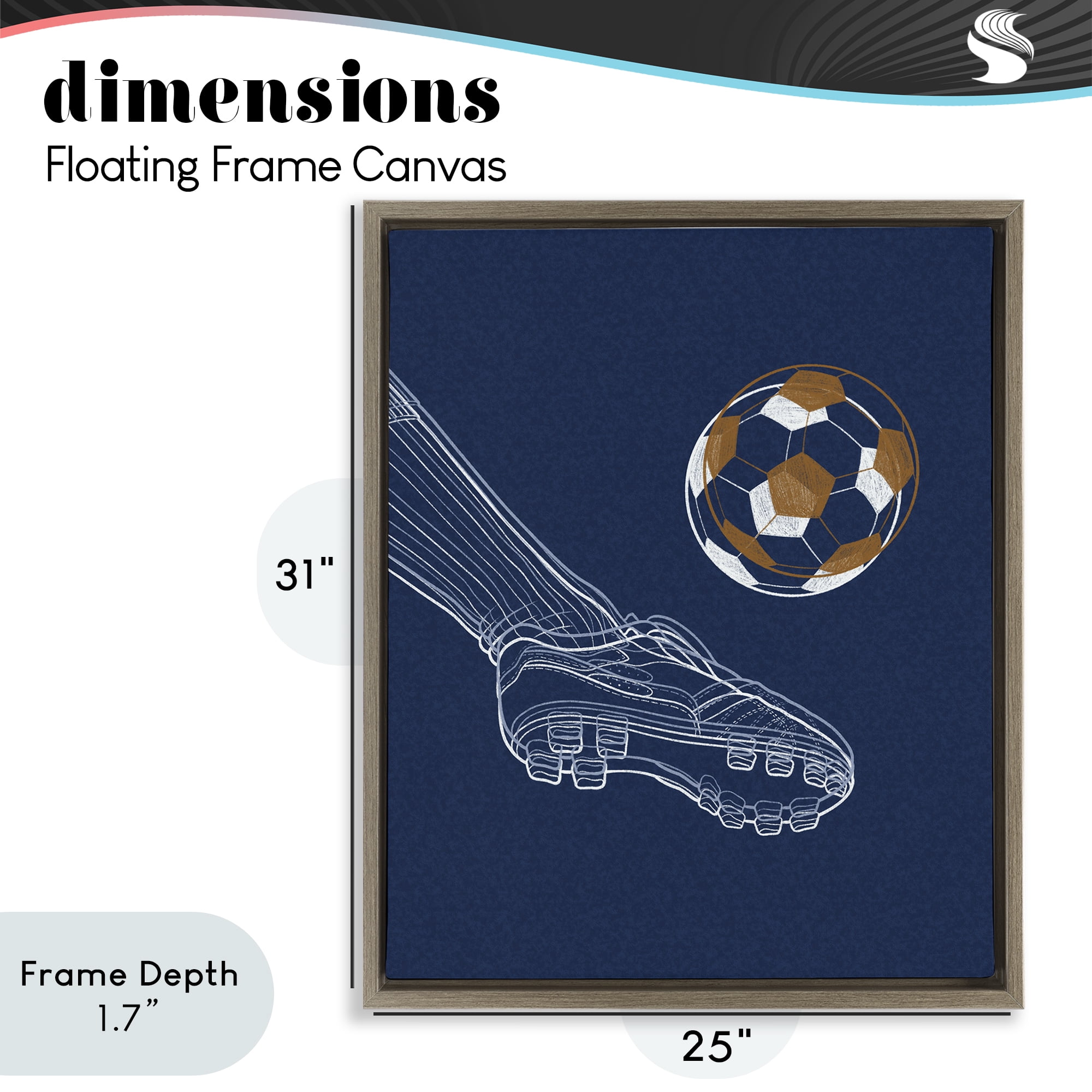Stupell Industries Soccer Lines Contour Brown Framed Floater Canvas Wall Art, design by Marcus Prime