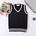 thumbnail image 4 of Suéter de uniforme escolar estilo universitario con cuello en V para hombres y mujeres, chaleco de color torcido, suéter de uniforme escolar, 4 of 5