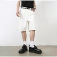 thumbnail image 2 of Zhuashum Shorts Men Knee Length Loose Vintage Solid Color Leisure Wide Legged Straight Leg Denim Shorts White Pants For Hiking, Tactical, Camping, Travel Xl, 2 of 7