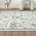 thumbnail image 3 of LR Home Ada 2'3" x 8'9" Ivory/Blue Bordered Floral Durable Indoor Area Rug, 3 of 8