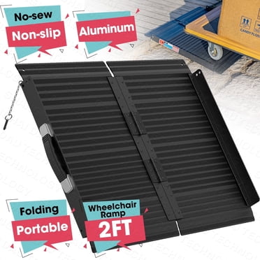Portable Wheelchair Ramp 2FT Non-Slip Aluminum Folding Handicap Ramp Threshold