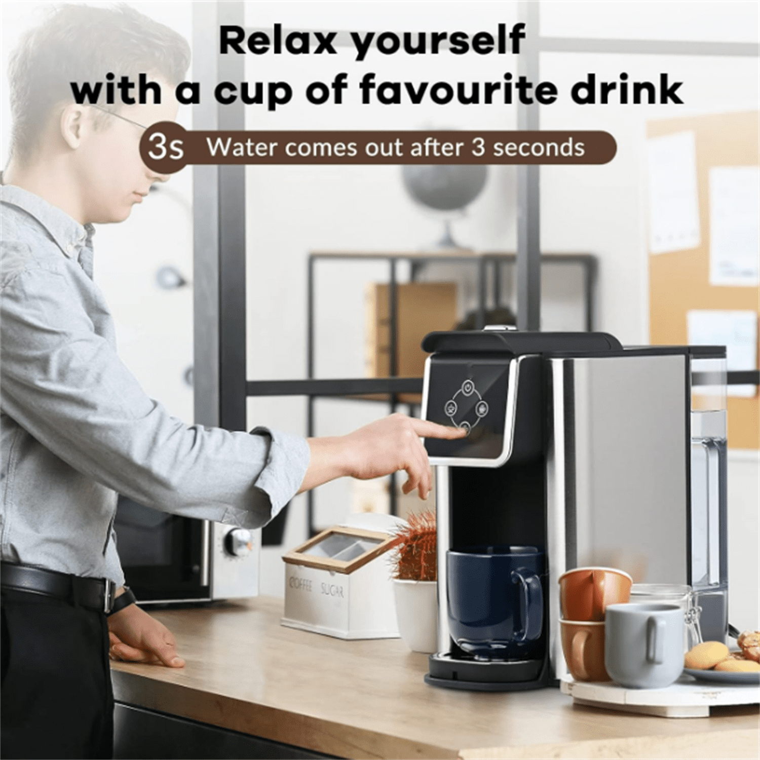 Coffee Maker 3 in 1 Single Serve Coffee Machine, Compatible with K cup Capsules, Instant Coffee Pot, Tea maker, 6,8,10 Oz Cup, Removable 50 Oz Water Reservoir, 120V 1150W