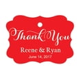 thumbnail image 1 of 100 PCS Personalized Made Scallop Edges Hang Tags Thank You Custom Wedding Favor Gift Paper Tags, 1 of 1