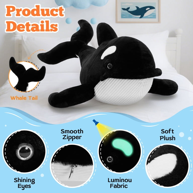 Tezituor Orca Stuffed Animal, 39.4 Inches, Glow in Dark photo 6