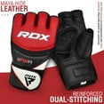 thumbnail image 5 of RDX MMA Gloves for Grappling Martial Arts Training, D. Cut Open Palm Maya Hide Leather Sparring Mitts, Perfect for Cage Fighting, Combat Sports, Punching Bag, Muay Thai and Kickboxing, Red, S, 5 of 8